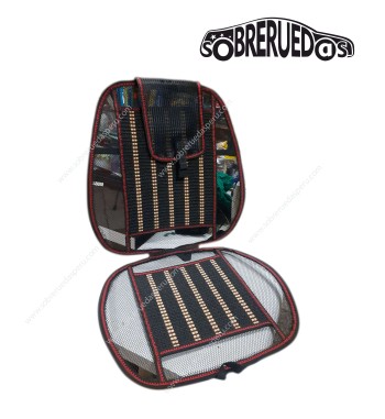 Respaldar de asiento liso malla negro con rojo