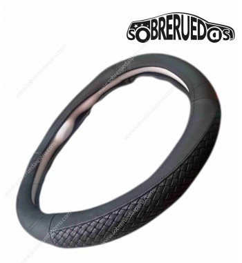 Cubre volante cuero 38cm trenza negra