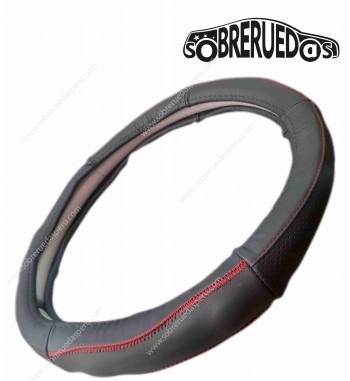 Cubre volante cuero 38cm linea hilo rojo