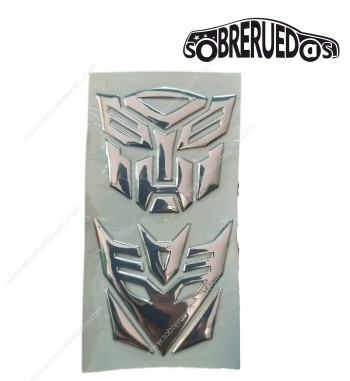Sticker Adhesivo Transformer Plateado Par 7cm*7cm